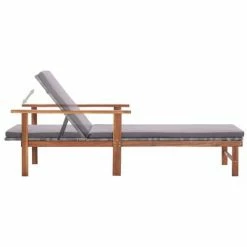 VidaXL Chaise longue et coussin Résine tressée et bois d'acacia Gris -Bains de soleil Soldes image 6 48705