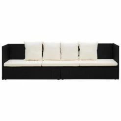 VidaXL Lit de jardin avec coussin et oreillers Résine tressée Noir 13 VidaXL Lit de jardin avec coussin et oreillers Résine tressée Noir -Bains de soleil Soldes image 6 49391