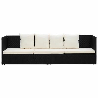 VidaXL Lit de jardin avec coussin et oreillers Résine tressée Noir 8 VidaXL Lit de jardin avec coussin et oreillers Résine tressée Noir – Image 6