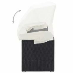 VidaXL Canapé de jardin avec auvent Noir Résine tressée 13 VidaXL Canapé de jardin avec auvent Noir Résine tressée -Bains de soleil Soldes image 6 49393