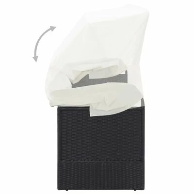 VidaXL Canapé de jardin avec auvent Noir Résine tressée 8 VidaXL Canapé de jardin avec auvent Noir Résine tressée – Image 6