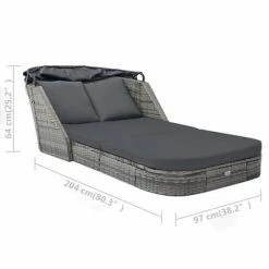 VidaXL Chaise longue avec auvent Résine tressée Anthracite 13 VidaXL Chaise longue avec auvent Résine tressée Anthracite -Bains de soleil Soldes image 6 49496